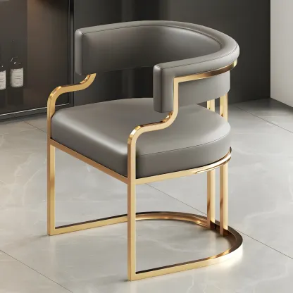 Glam Gold Frame Faux Leather Dining Chair Image - 30