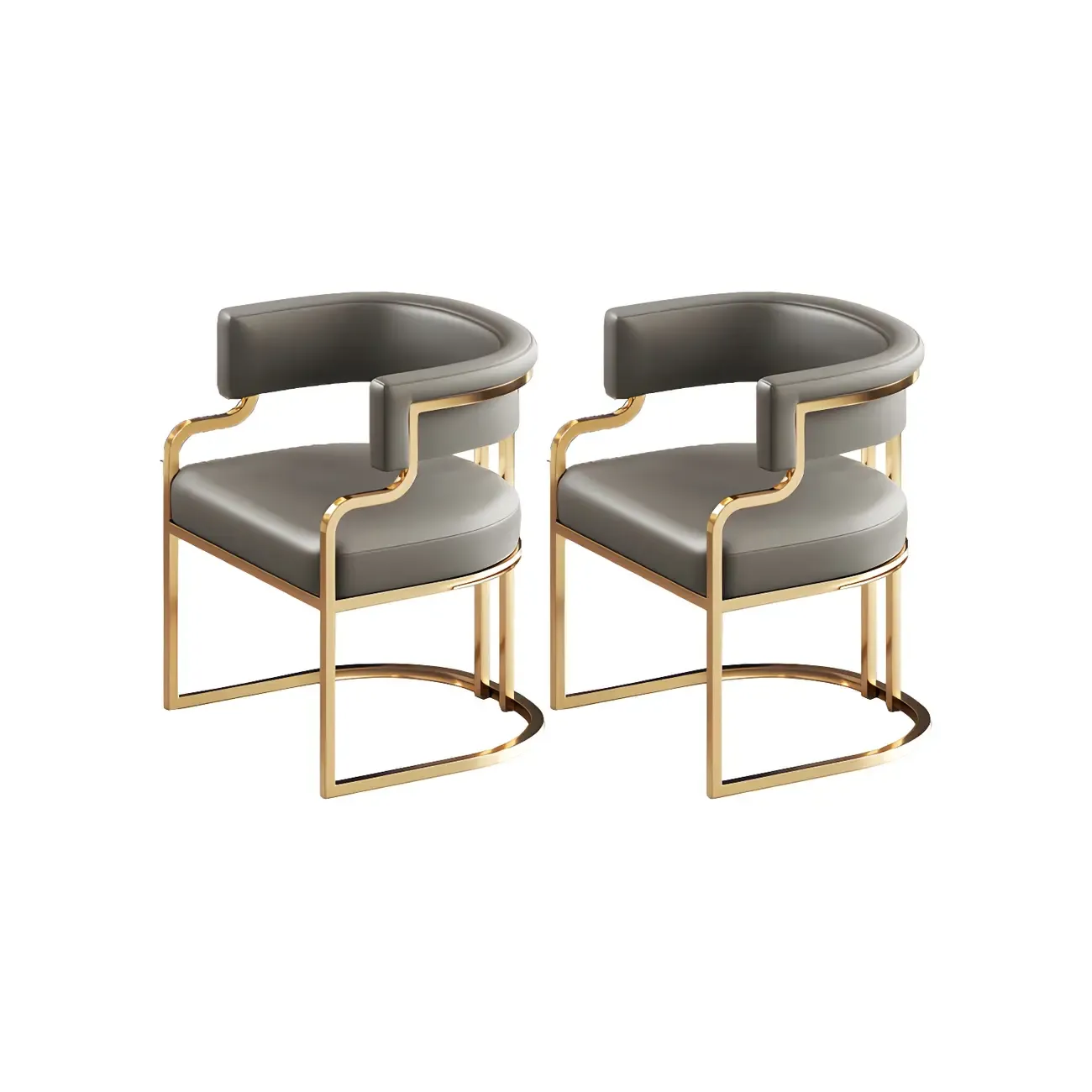 Glam Gold Frame Faux Leather Dining Chair Image - 31