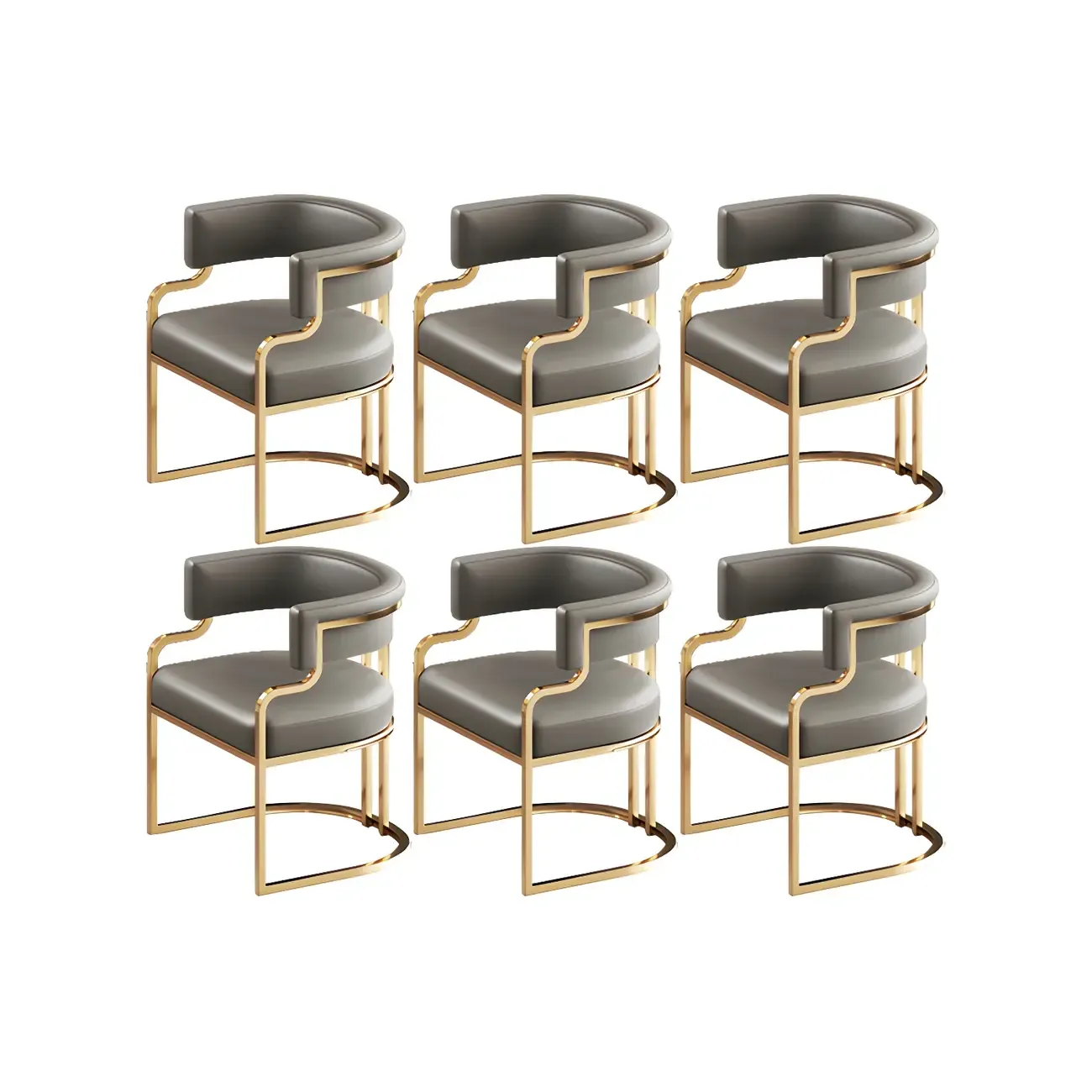 Glam Gold Frame Faux Leather Dining Chair Image - 33