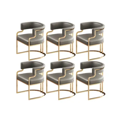 Glam Gold Frame Faux Leather Dining Chair Image - 33