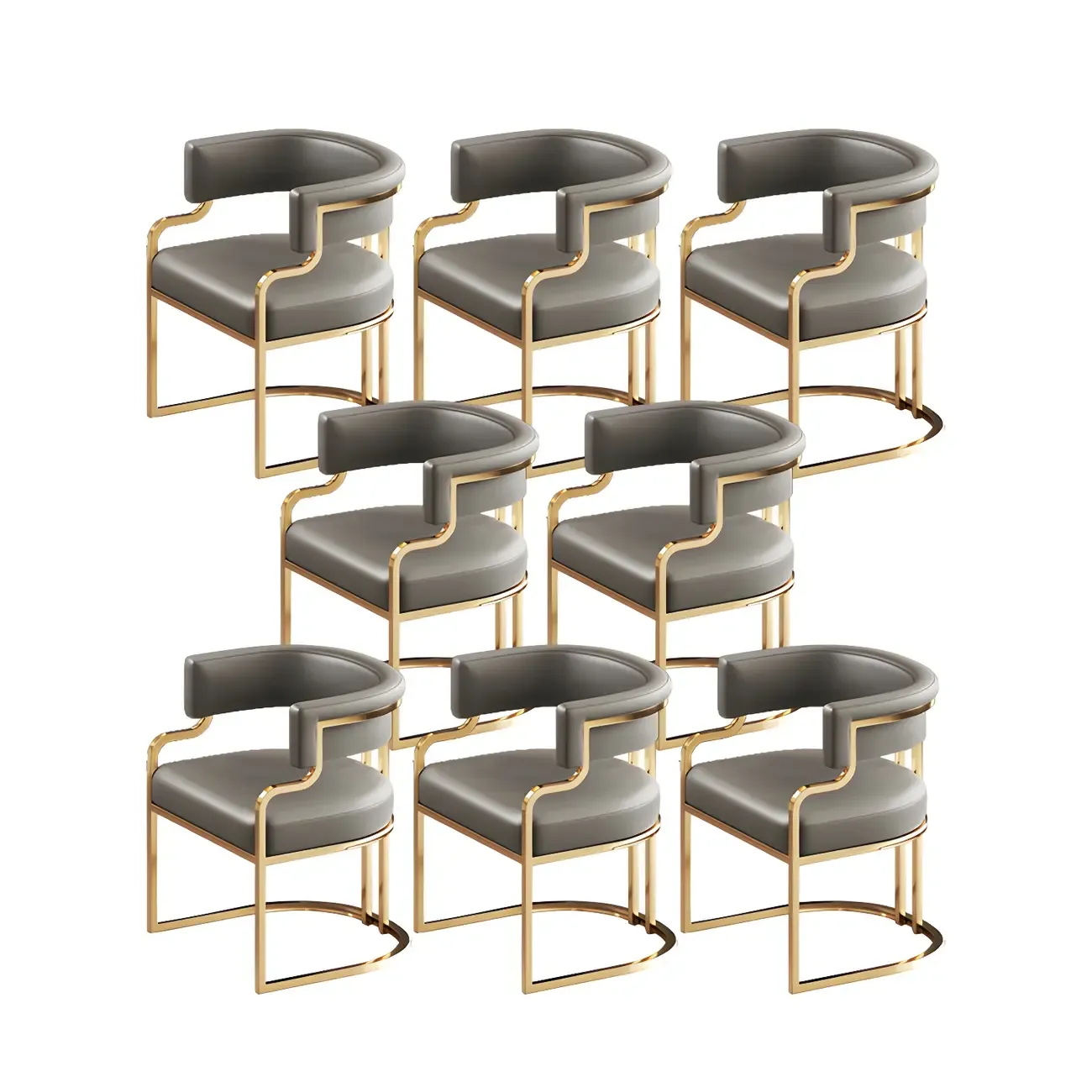 Glam Gold Frame Faux Leather Dining Chair Image - 34