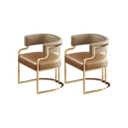 Glam Gold Frame Faux Leather Dining Chair Image - 36