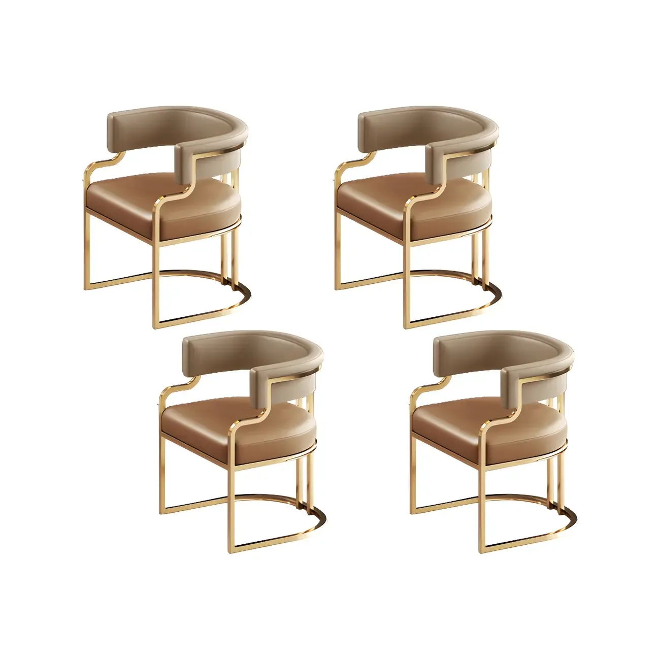 Glam Gold Frame Faux Leather Dining Chair Image - 37