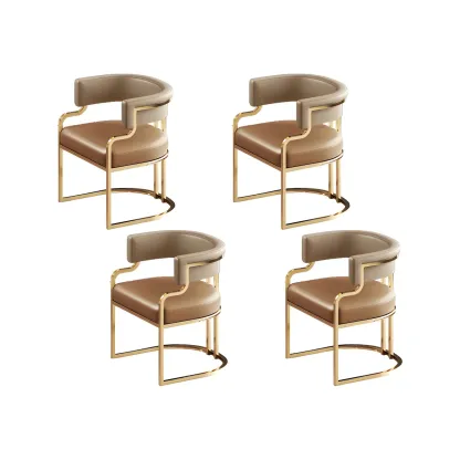 Glam Gold Frame Faux Leather Dining Chair Image - 37