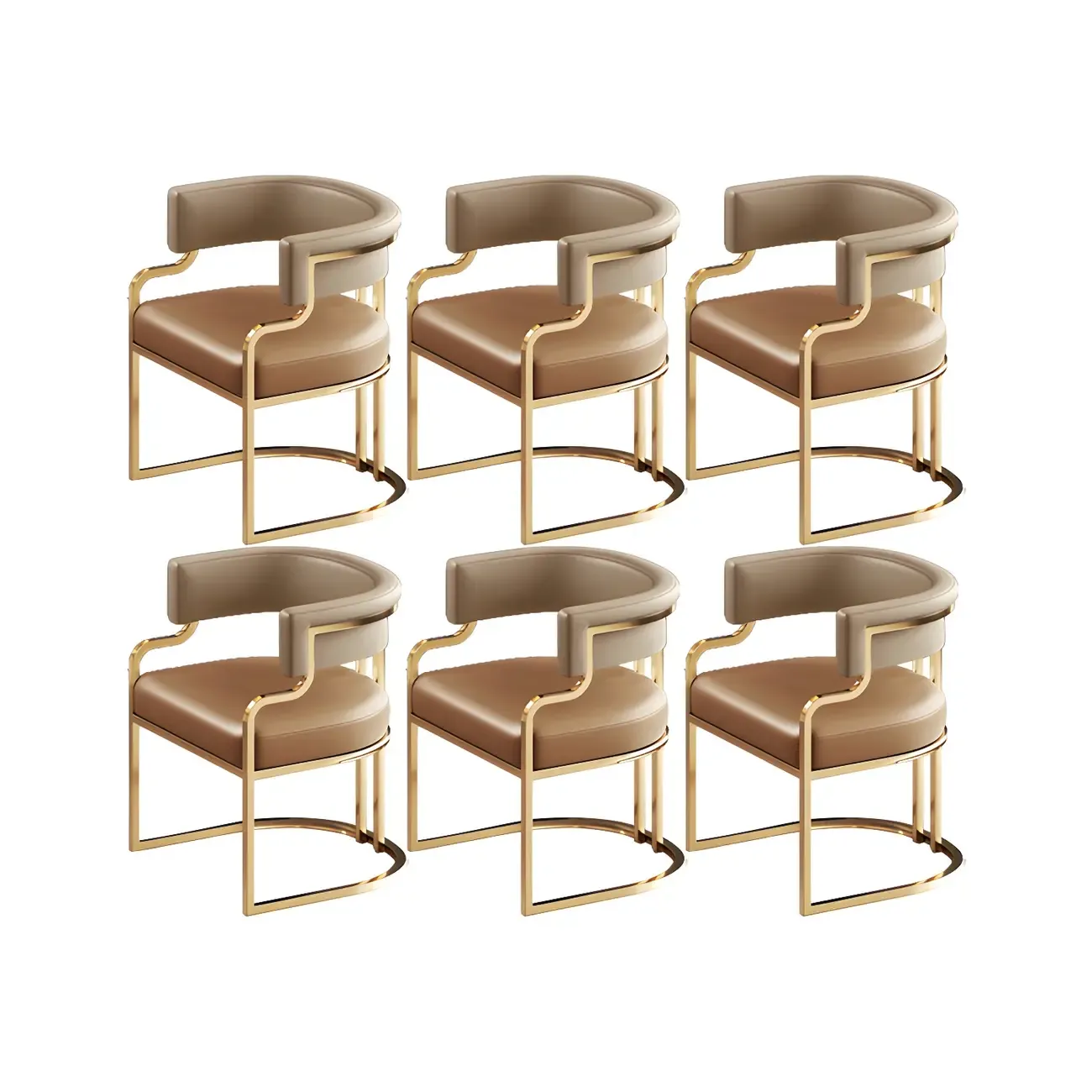 Glam Gold Frame Faux Leather Dining Chair Image - 38