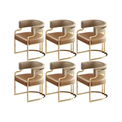 Glam Gold Frame Faux Leather Dining Chair Image - 38