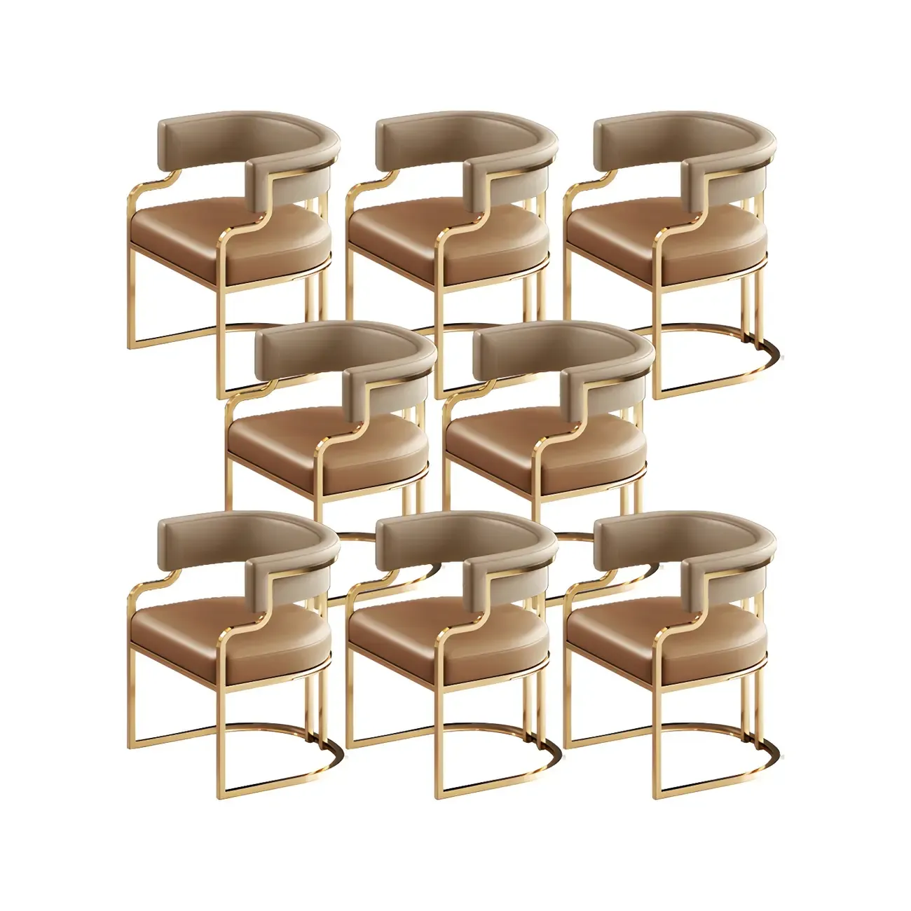 Glam Gold Frame Faux Leather Dining Chair Image - 39