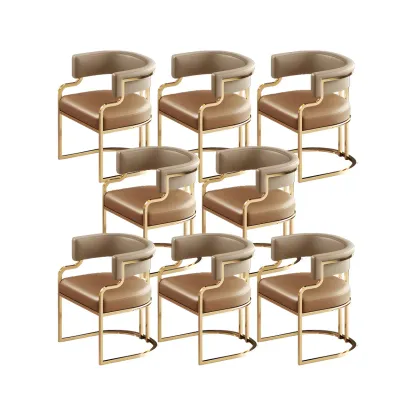 Glam Gold Frame Faux Leather Dining Chair Image - 39