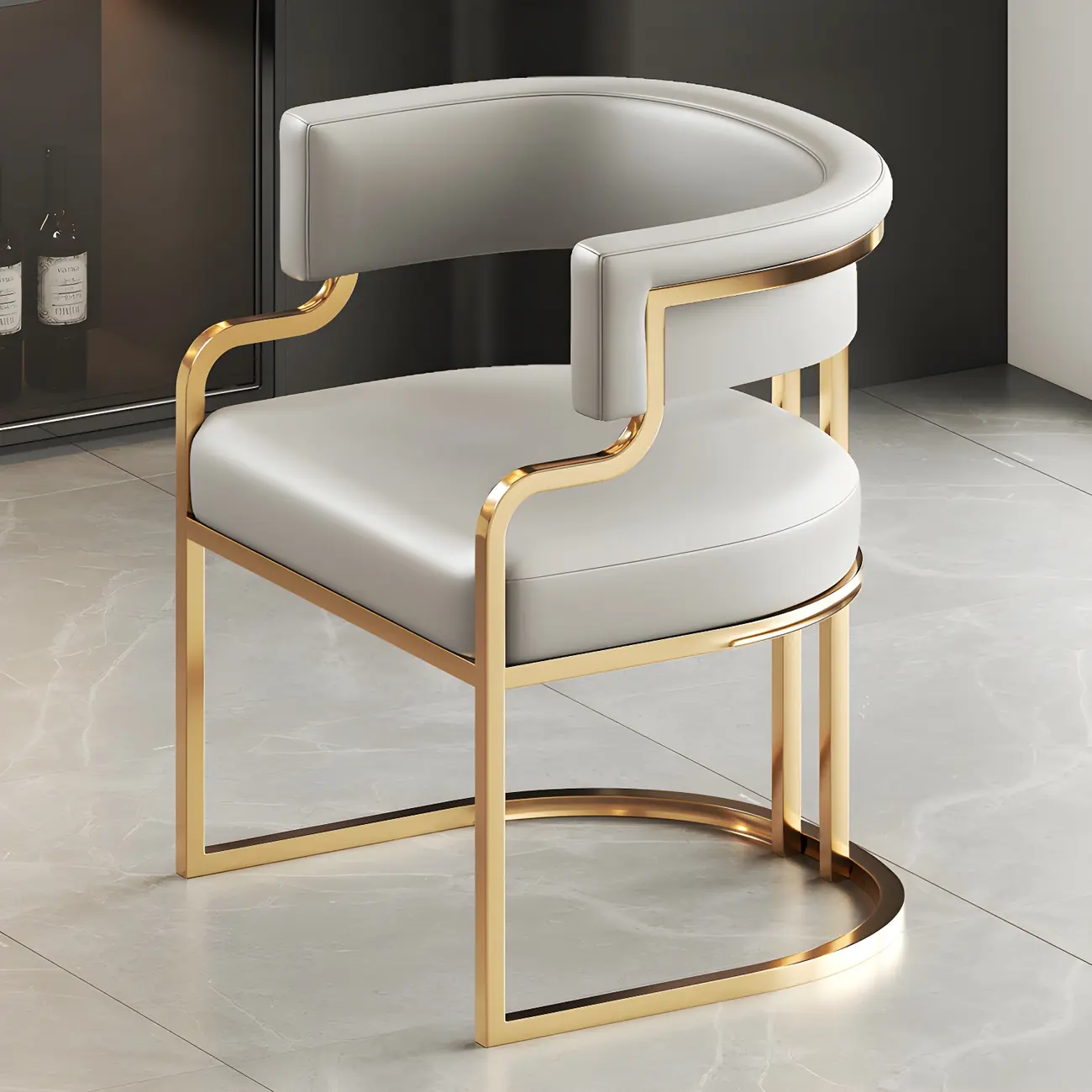 Glam Gold Frame Faux Leather Dining Chair Image - 40 | homeyfad