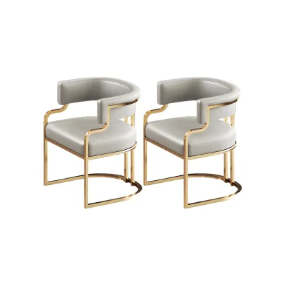 Glam Gold Frame Faux Leather Dining Chair Image - 41