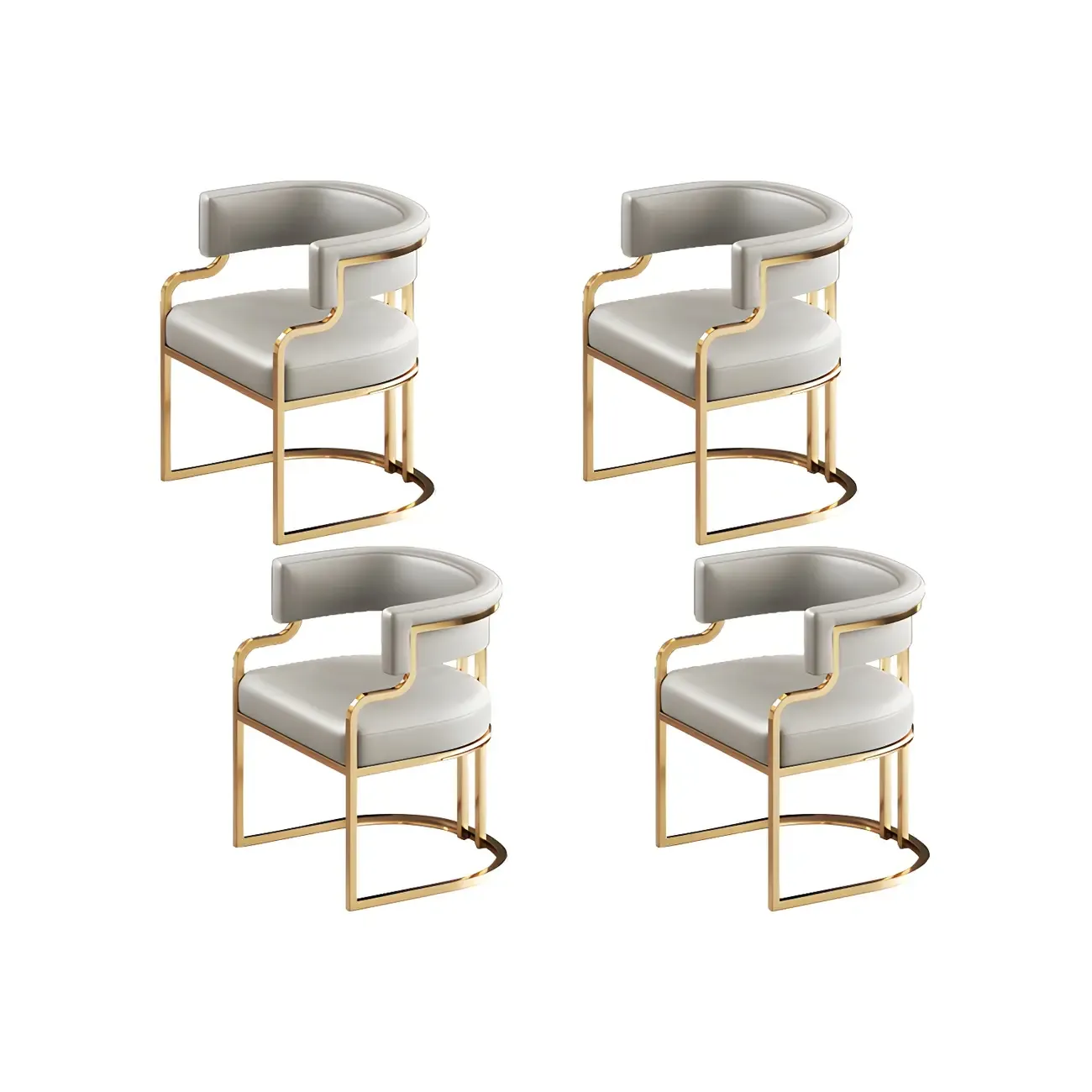 Glam Gold Frame Faux Leather Dining Chair Image - 42