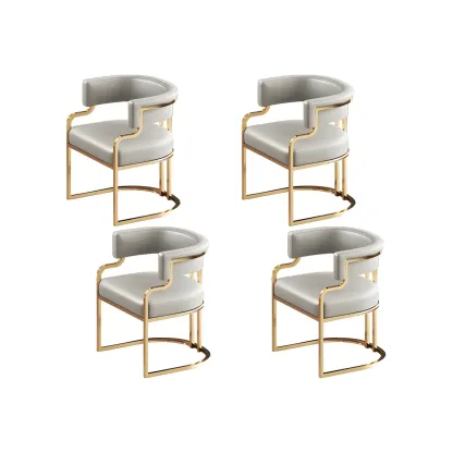 Glam Gold Frame Faux Leather Dining Chair Image - 42