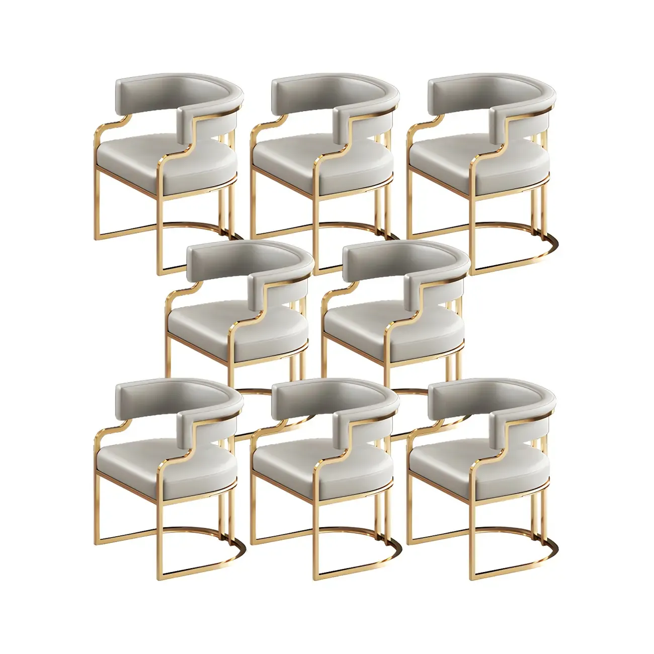 Glam Gold Frame Faux Leather Dining Chair Image - 44