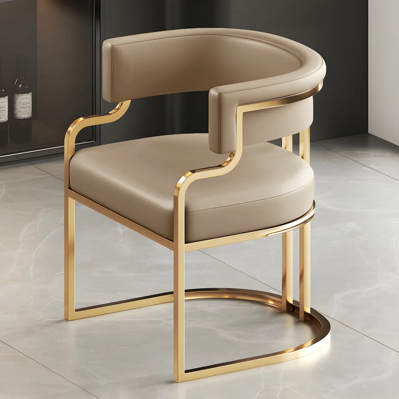 Glam Gold Frame Faux Leather Dining Chair Image - 45 | homeyfad