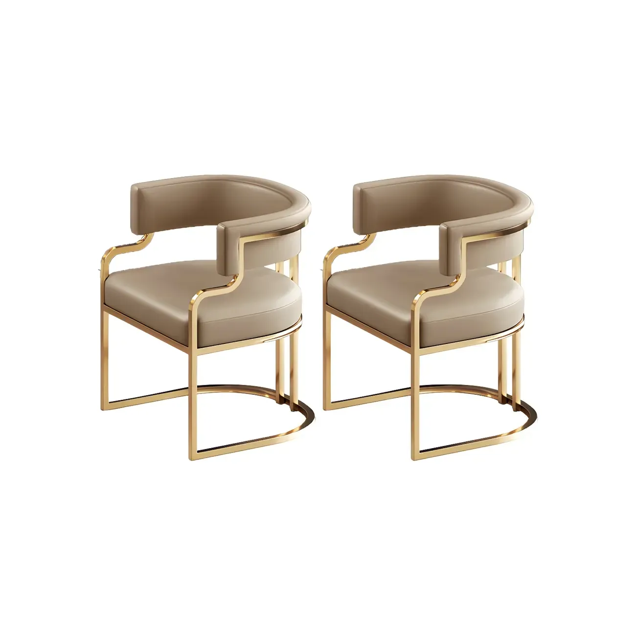 Glam Gold Frame Faux Leather Dining Chair Image - 46