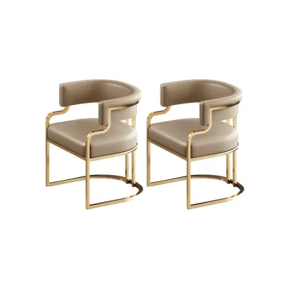 Glam Gold Frame Faux Leather Dining Chair Image - 46