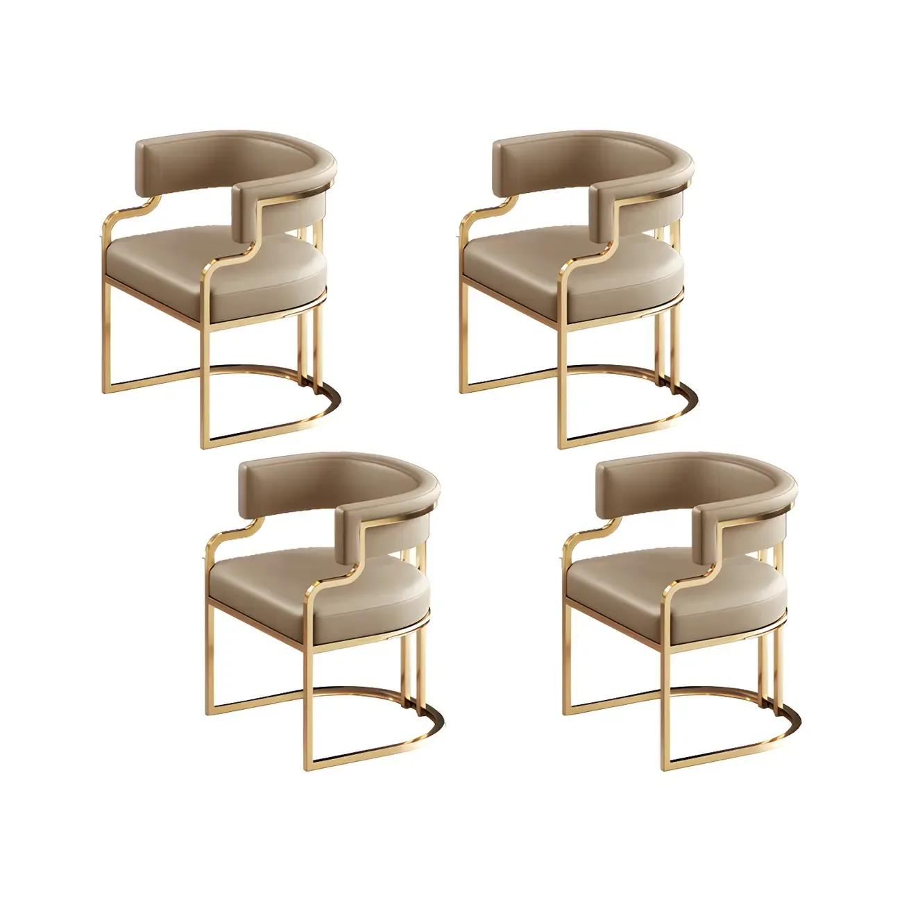 Glam Gold Frame Faux Leather Dining Chair Image - 47