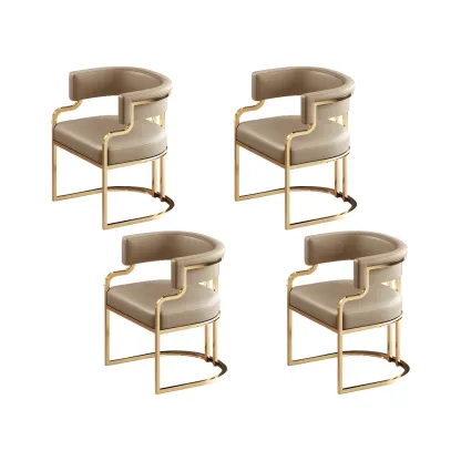 Glam Gold Frame Faux Leather Dining Chair Image - 47