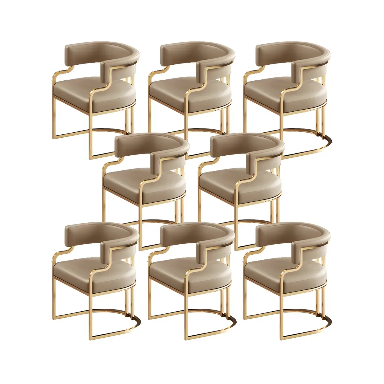 Glam Gold Frame Faux Leather Dining Chair Image - 49