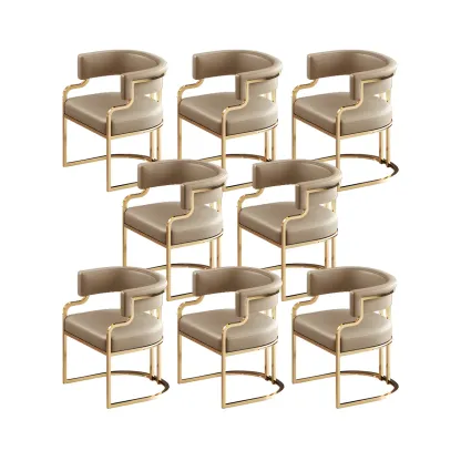 Glam Gold Frame Faux Leather Dining Chair Image - 49