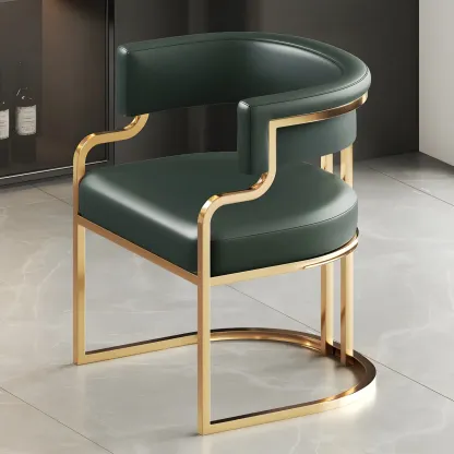 Glam Gold Frame Faux Leather Dining Chair Image - 50
