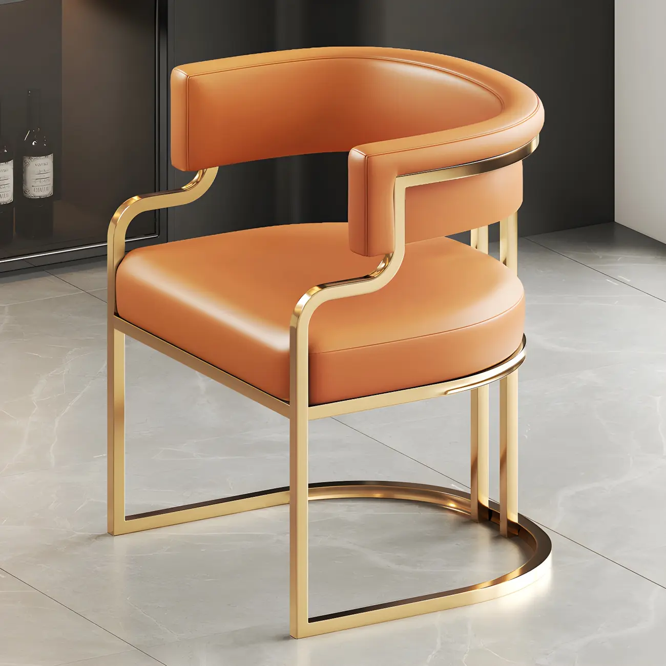 Glam Gold Frame Faux Leather Dining Chair Image - 55 | homeyfad