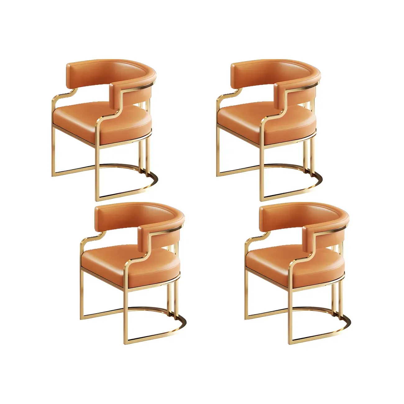 Glam Gold Frame Faux Leather Dining Chair Image - 57