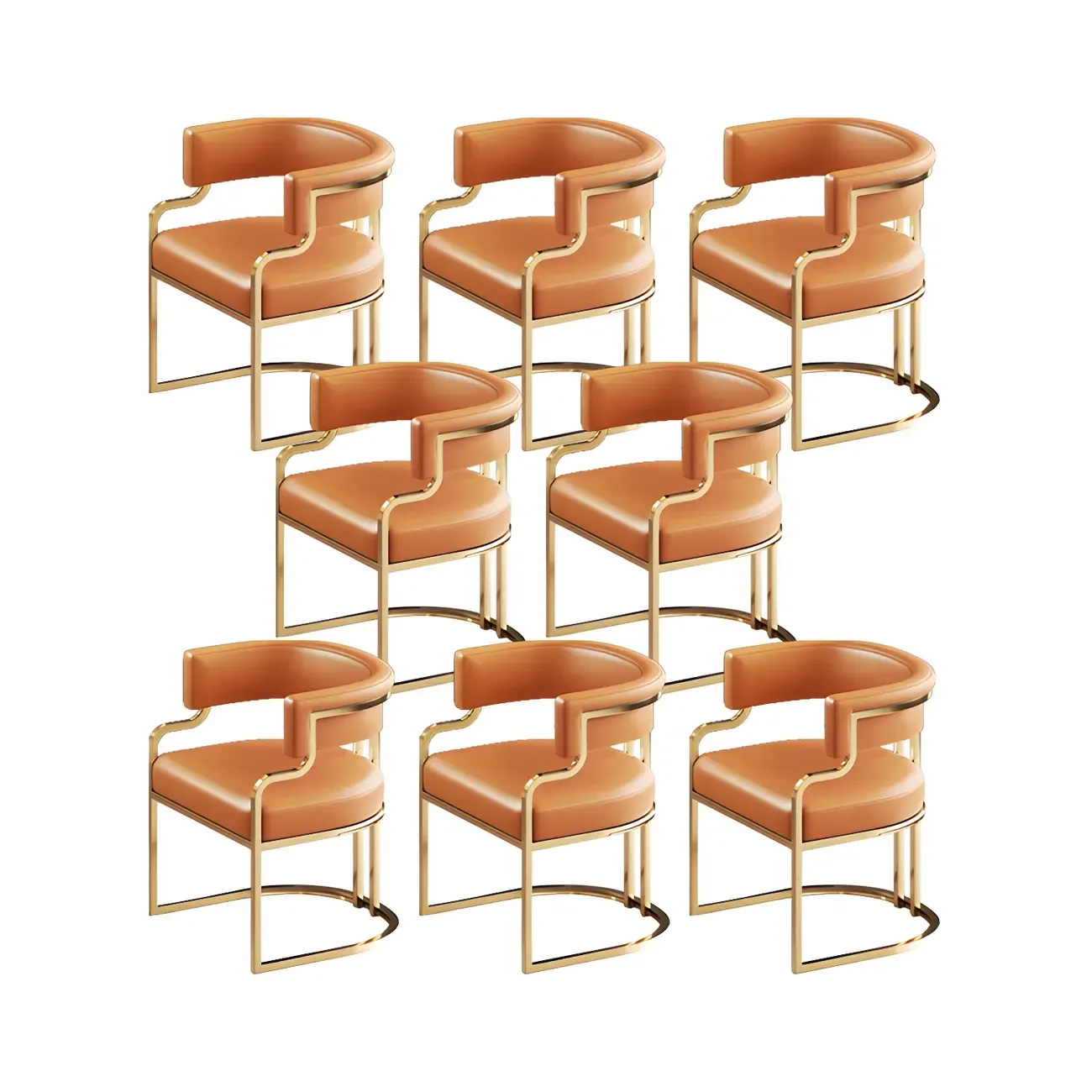 Glam Gold Frame Faux Leather Dining Chair Image - 59