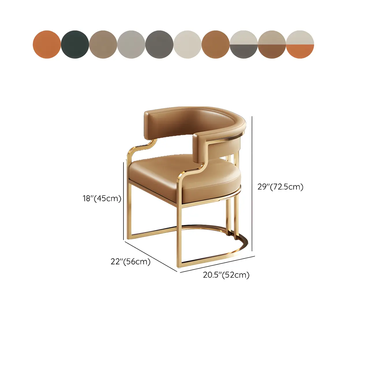 Glam Gold Frame Faux Leather Dining Chair #size | homeyfad
