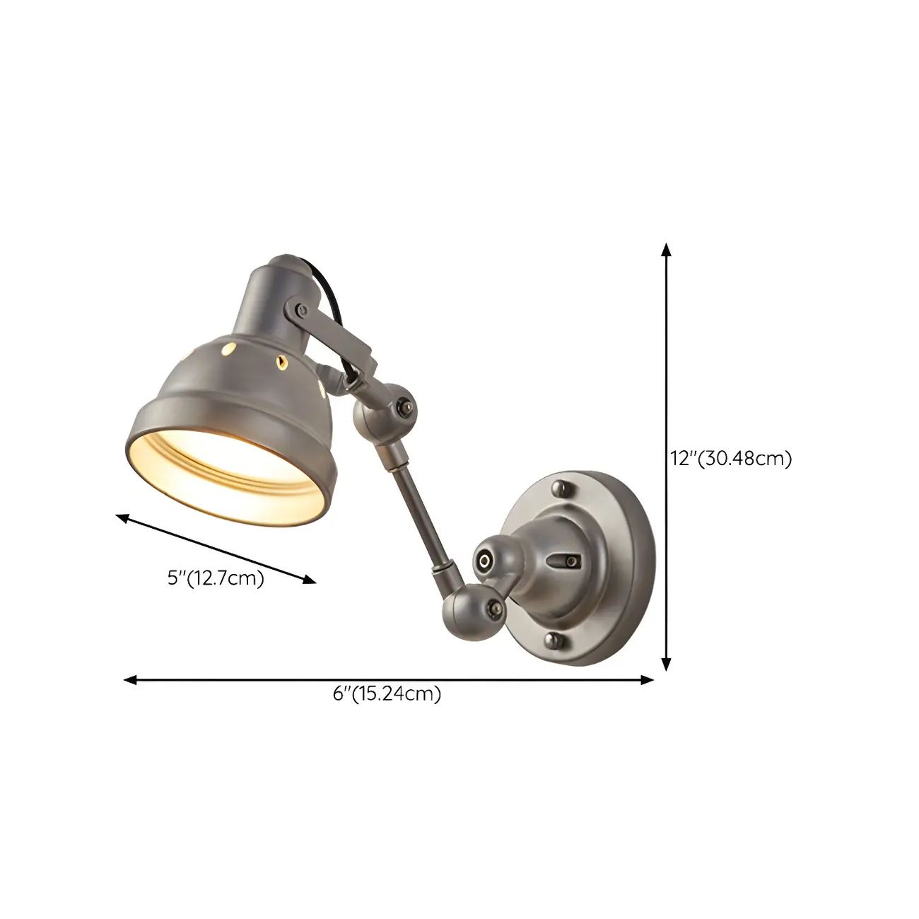 Industrial Metal Silver Adjustable Swing Arm Wall Light #size | homeyfad