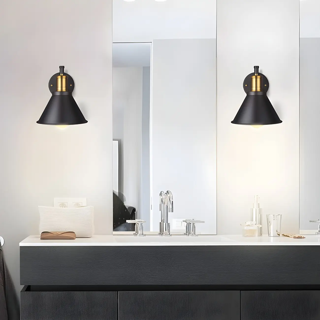 Cone Industrial Vanity Light for Bathroom Wall | homeyfad