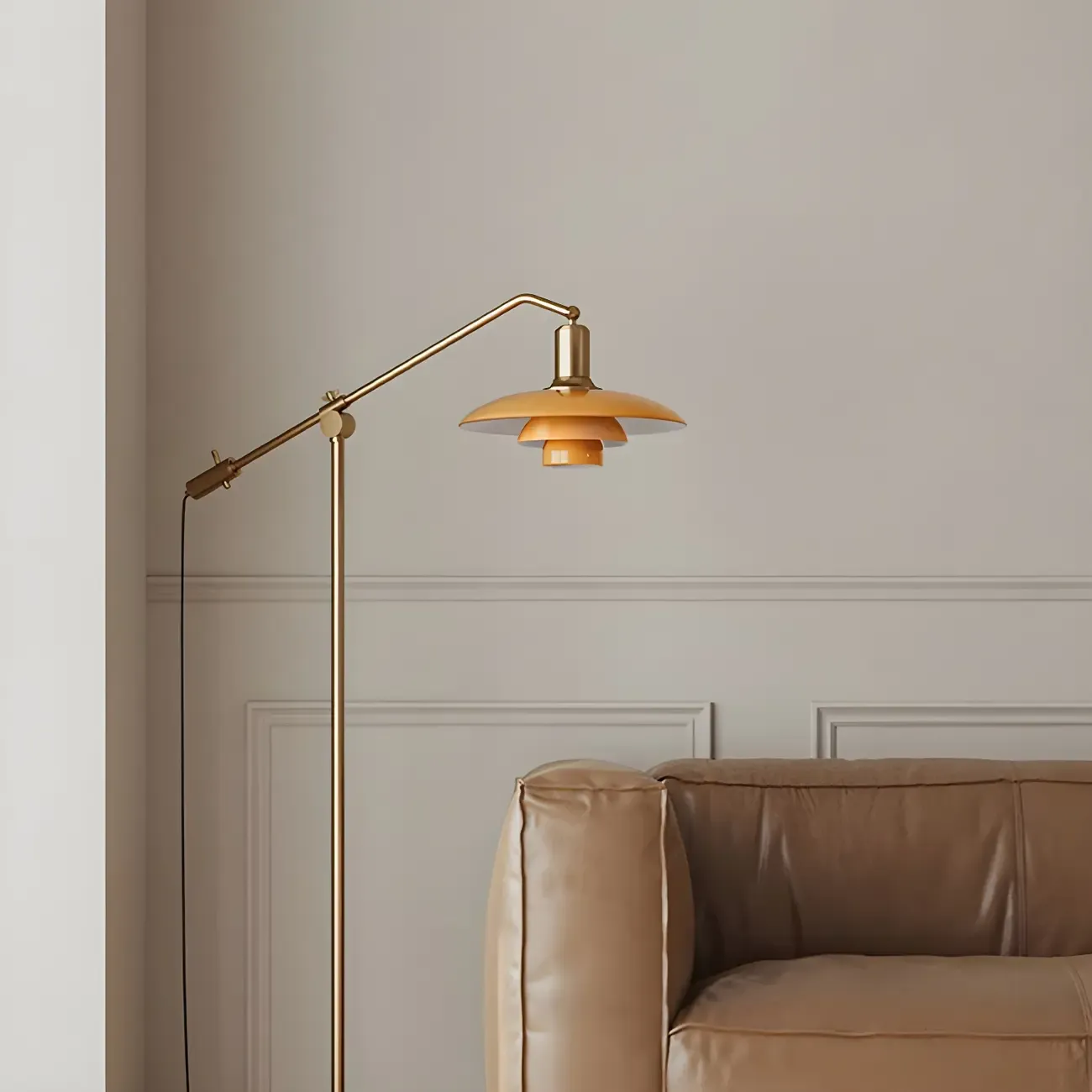 Gold Adjustable Modern Floor Lamp for Living Room Image - 2