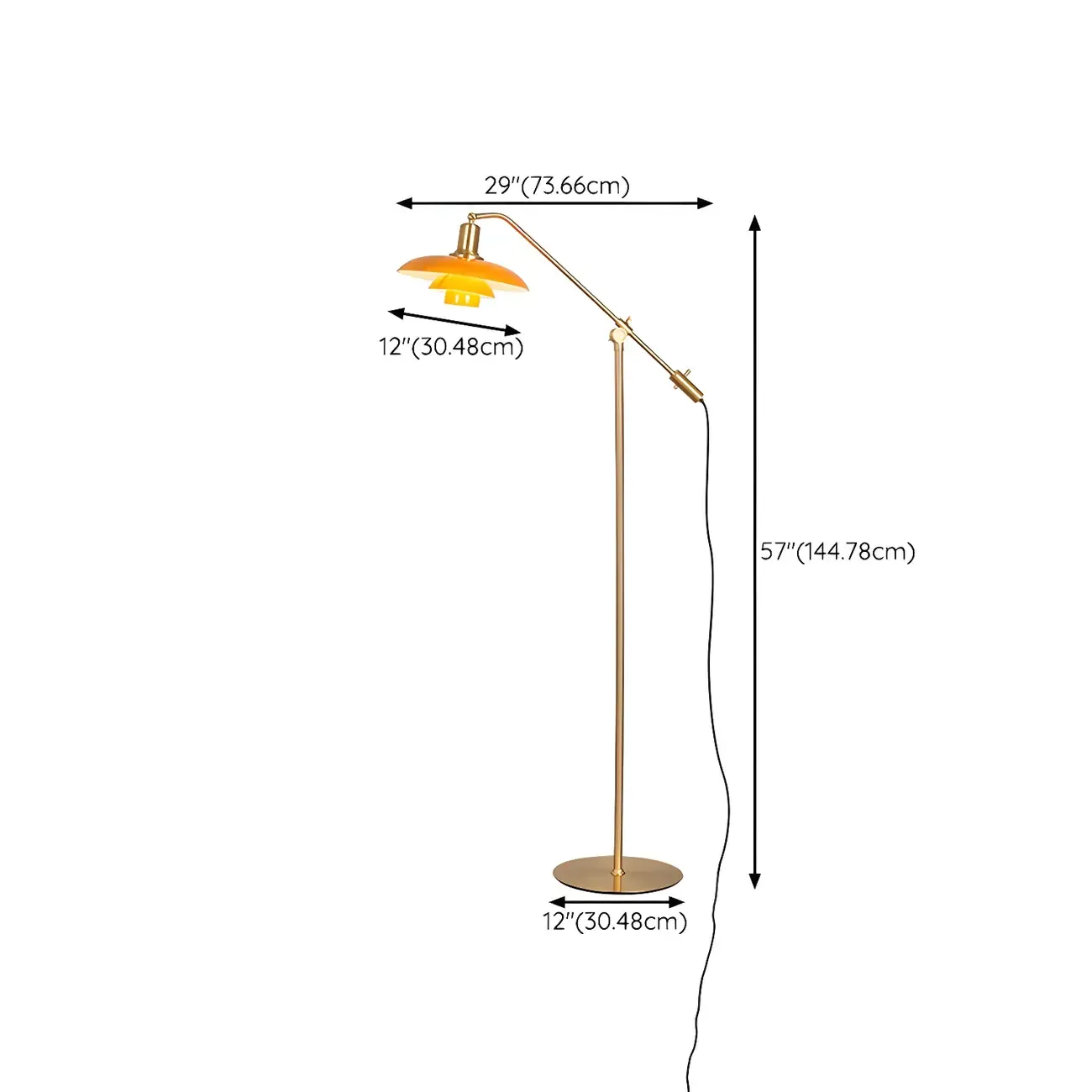 Gold Adjustable Modern Floor Lamp for Living Room #size