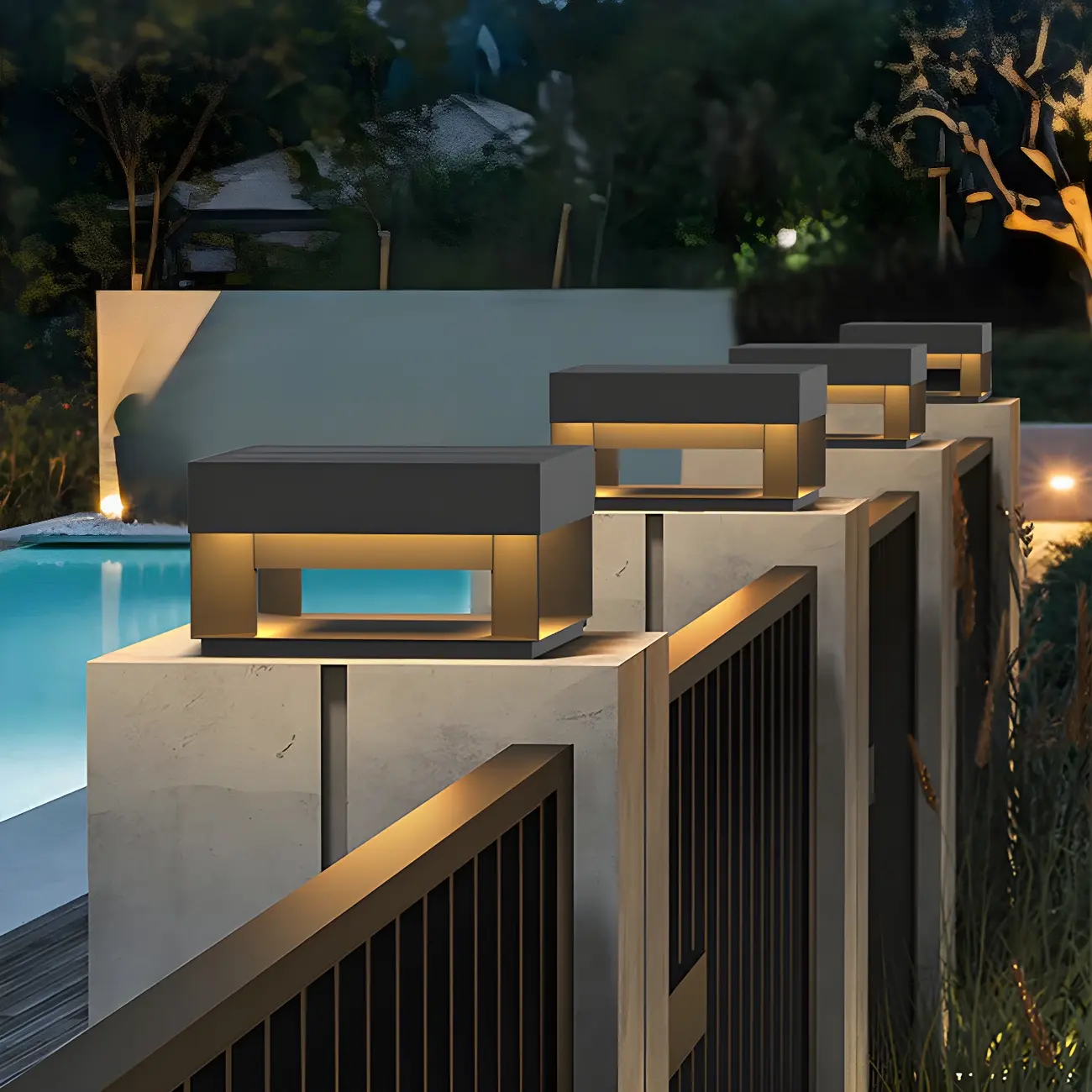 Modern Solar Black Metal Post Cap Light Image - 1 | homeyfad