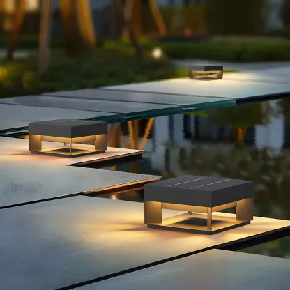 Modern Solar Black Metal Post Cap Light Image - 12