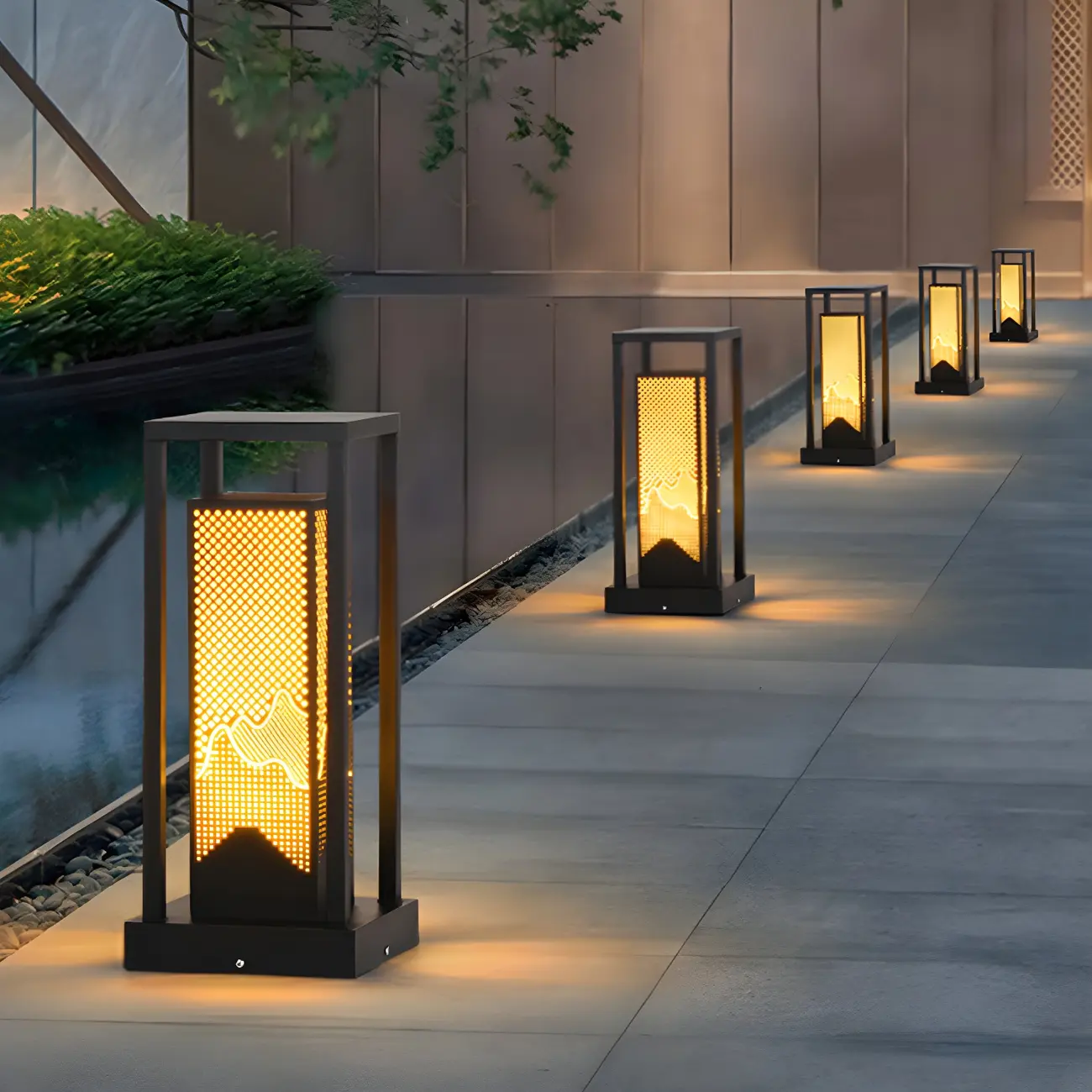 Black Metal Grid Wired Rectangle Post Cap Light Image - 12 | homeyfad