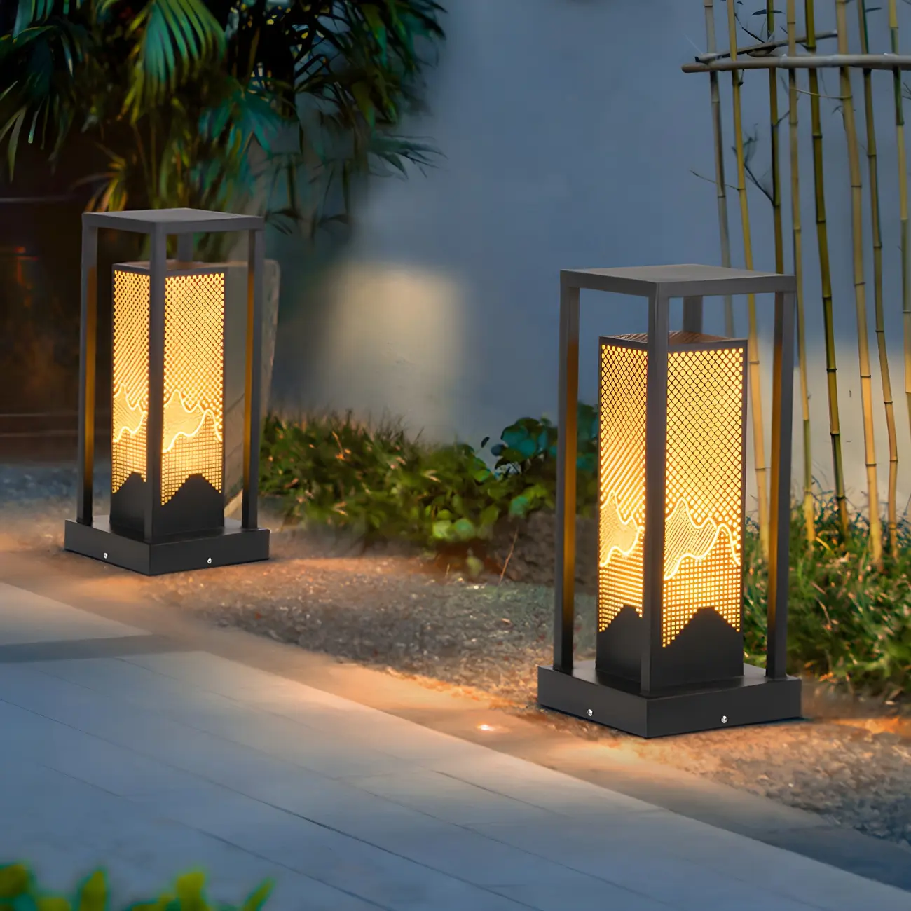 Black Metal Grid Wired Rectangle Post Cap Light Image - 14 | homeyfad