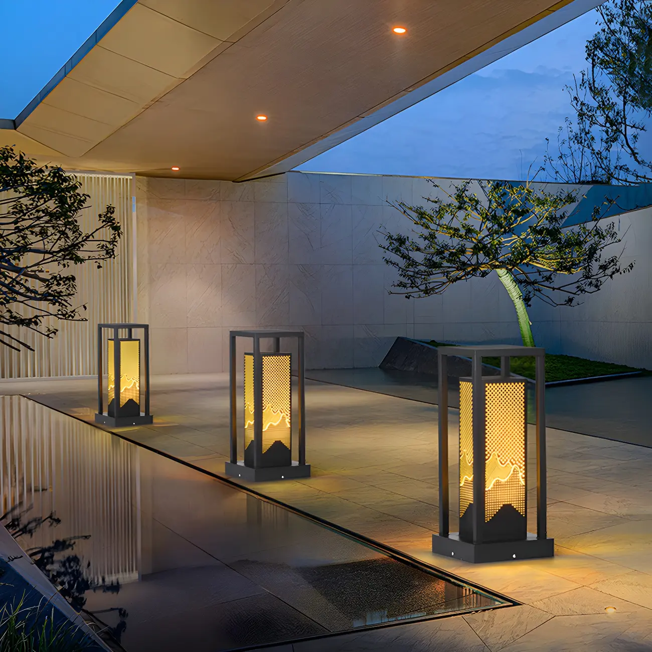 Black Metal Grid Wired Rectangle Post Cap Light Image - 16 | homeyfad