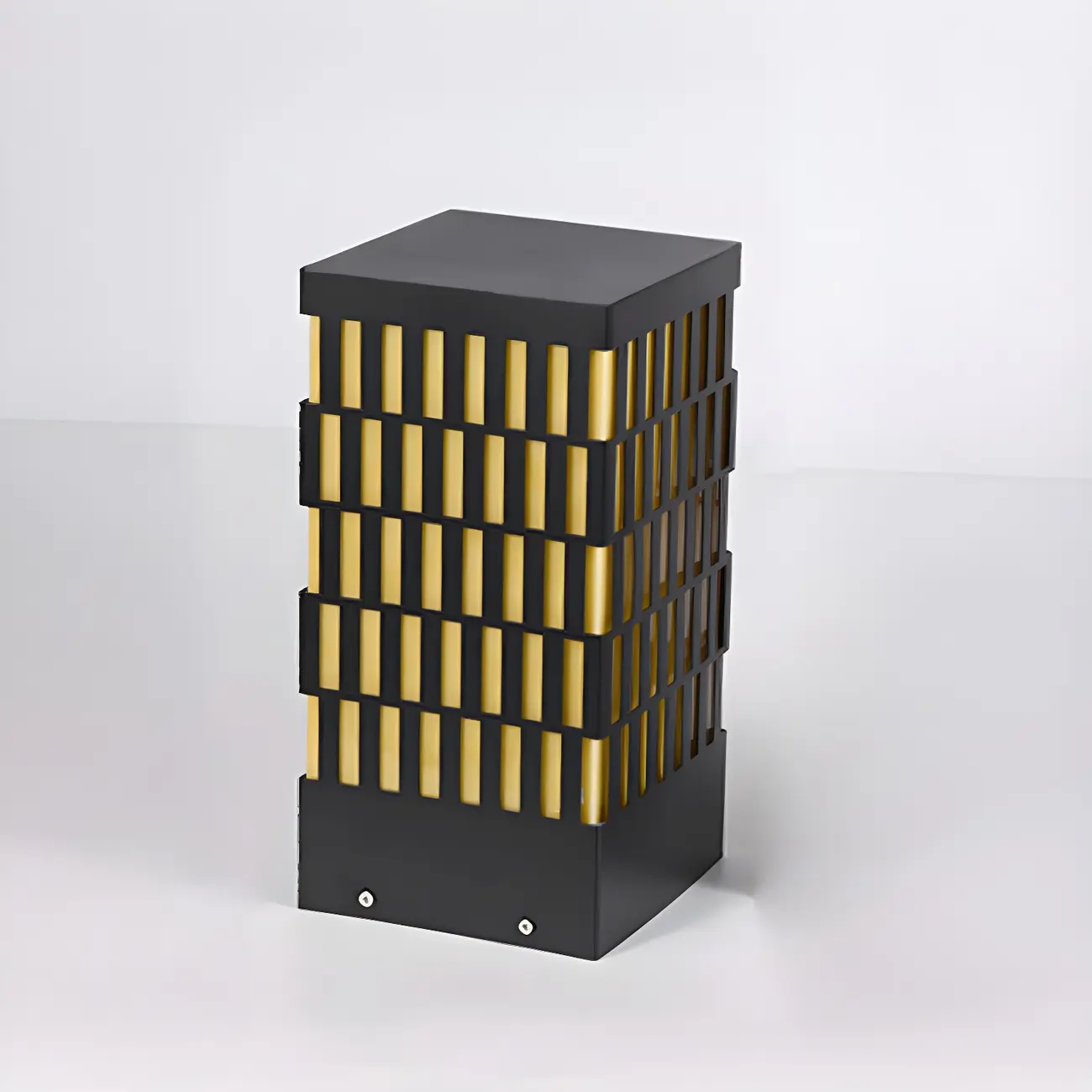 Black Metal Grille Rectangle Warm Light Post Cap Light Image - 10 | homeyfad