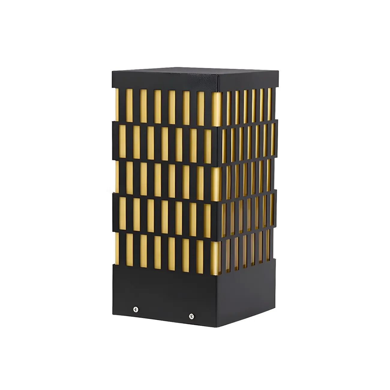 Black Metal Grille Rectangle Warm Light Post Cap Light Image - 12