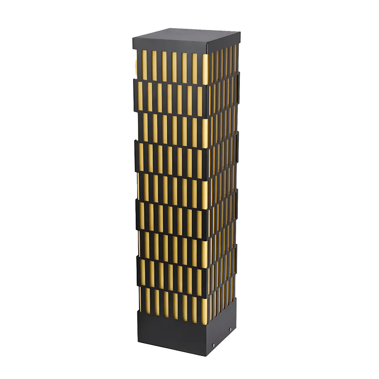 Black Metal Grille Rectangle Warm Light Post Cap Light Image - 13 | homeyfad