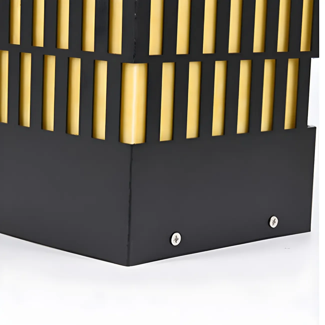 Black Metal Grille Rectangle Warm Light Post Cap Light Image - 16
