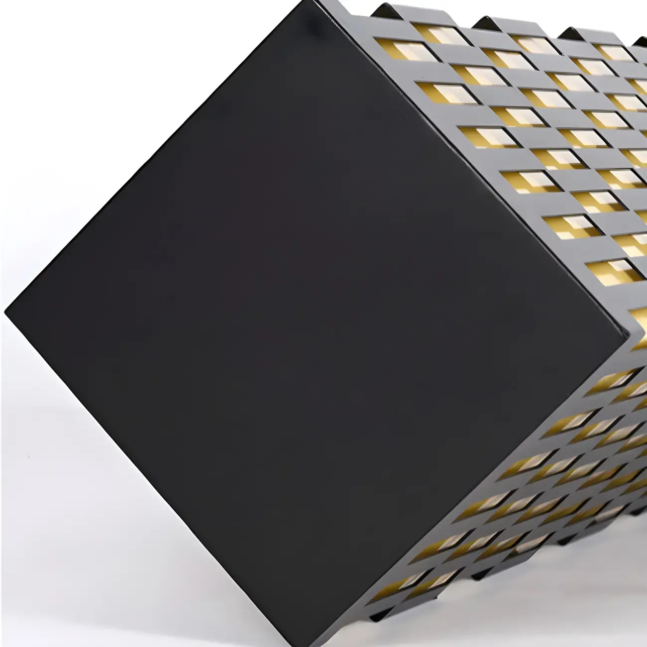 Black Metal Grille Rectangle Warm Light Post Cap Light Image - 17