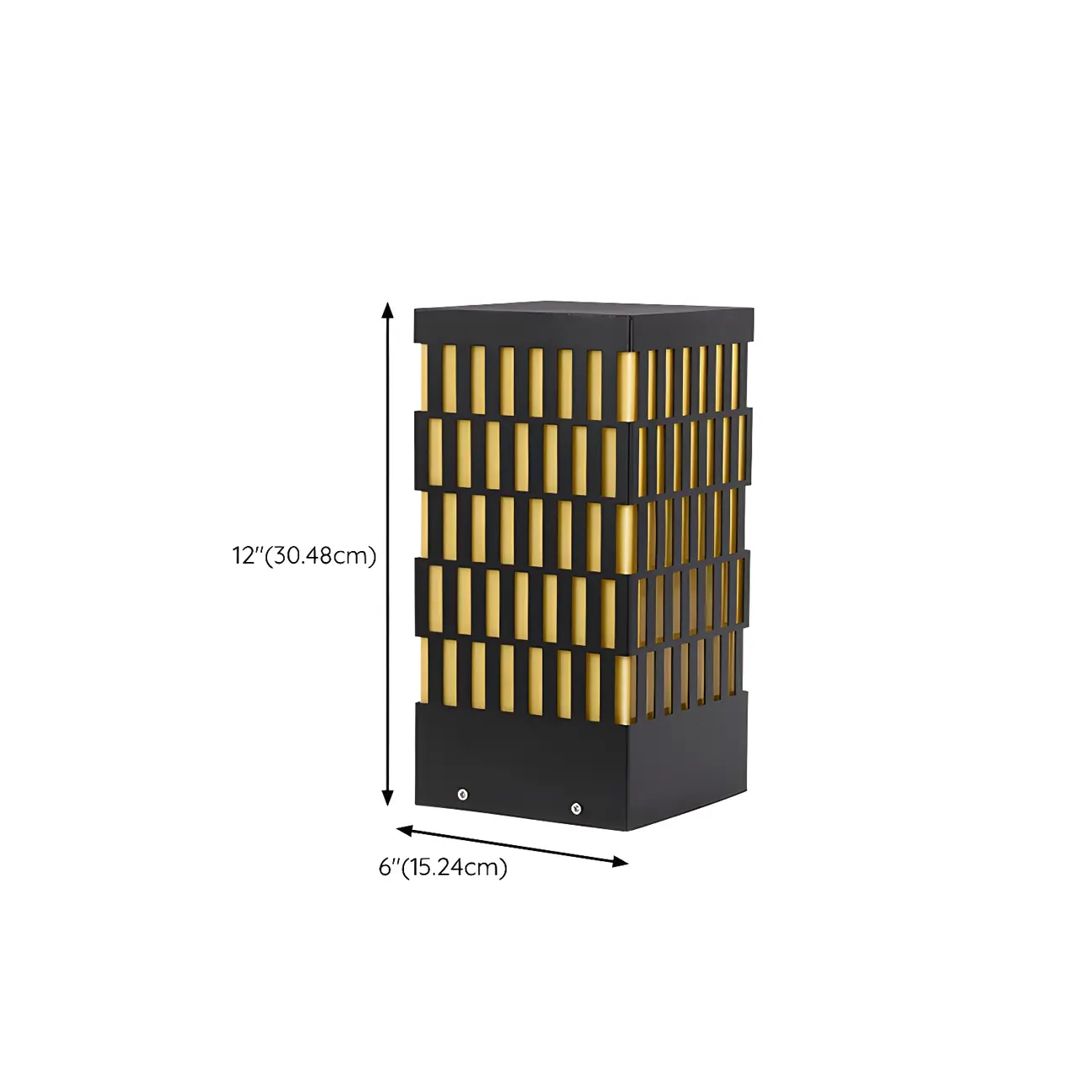 Black Metal Grille Rectangle Warm Light Post Cap Light #size | homeyfad