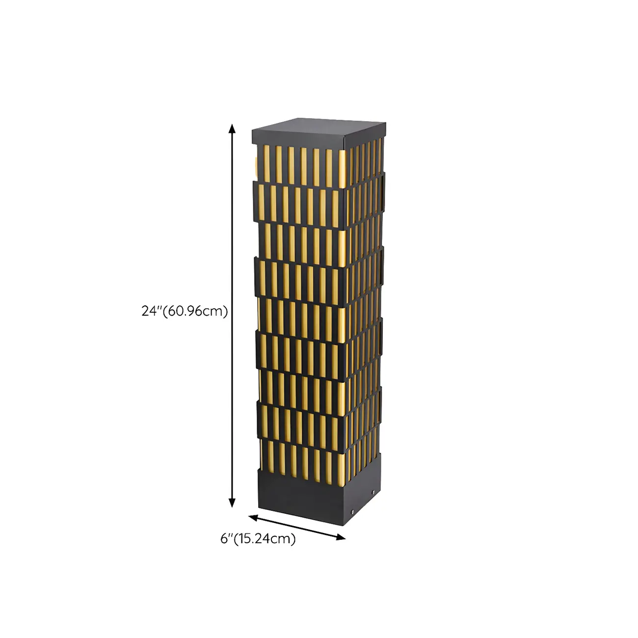 Black Metal Grille Rectangle Warm Light Post Cap Light Image - 19 | homeyfad