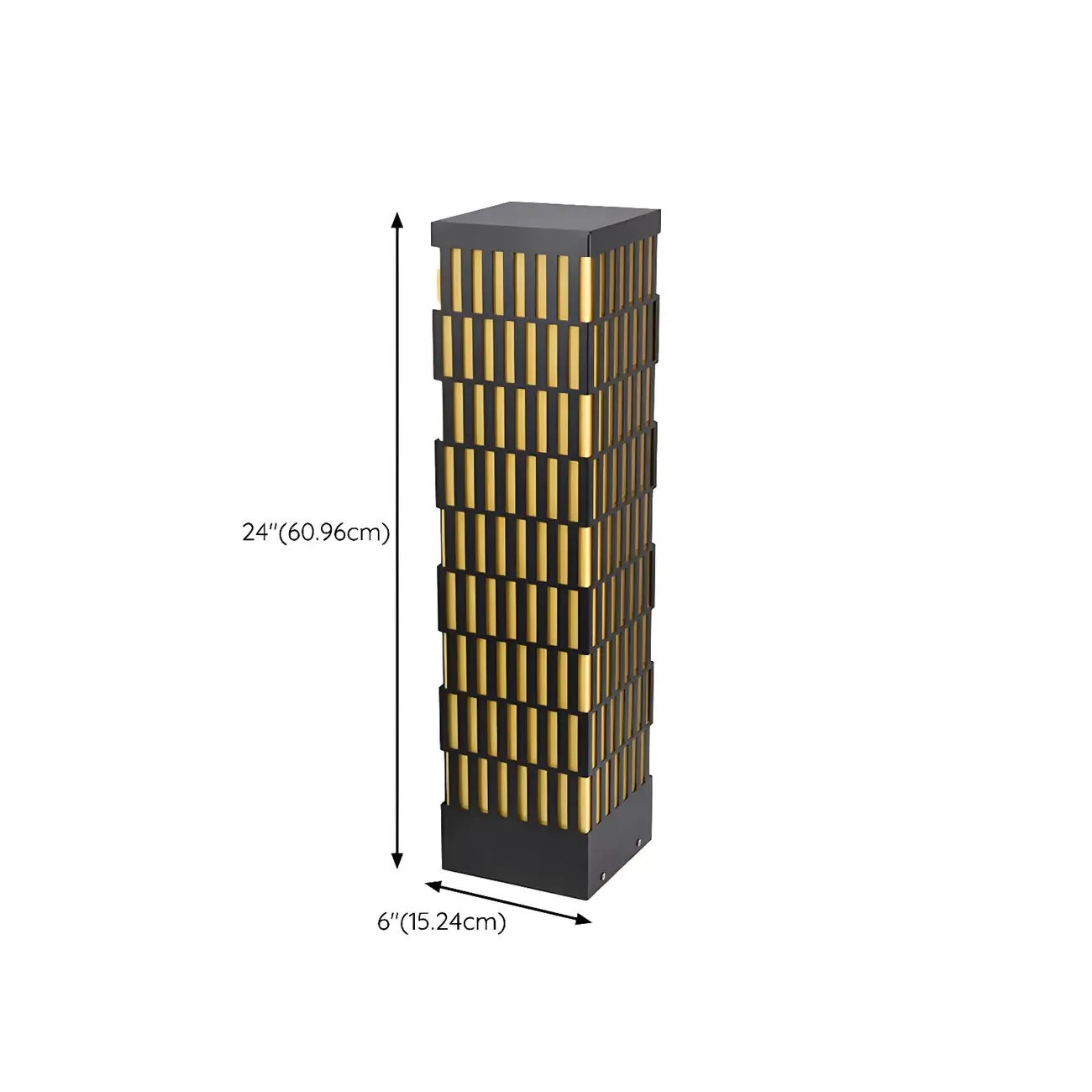 Black Metal Grille Rectangle Warm Light Post Cap Light Image - 19