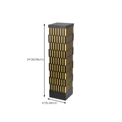 Black Metal Grille Rectangle Warm Light Post Cap Light Image - 19