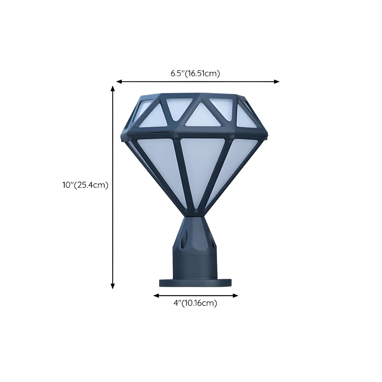 Black Metal Diamond-Design Post Cap Light #size | homeyfad