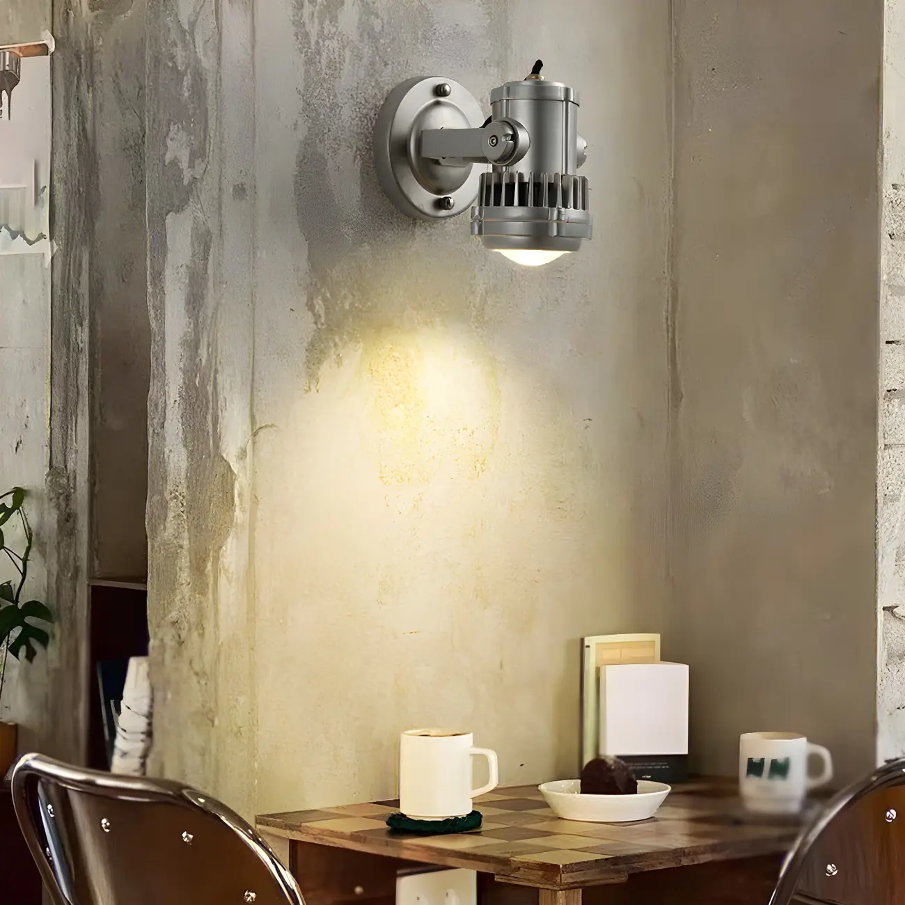 Industrial Metal Silver Prismatic Glass Swing Arm Wall Light Image - 1 | homeyfad