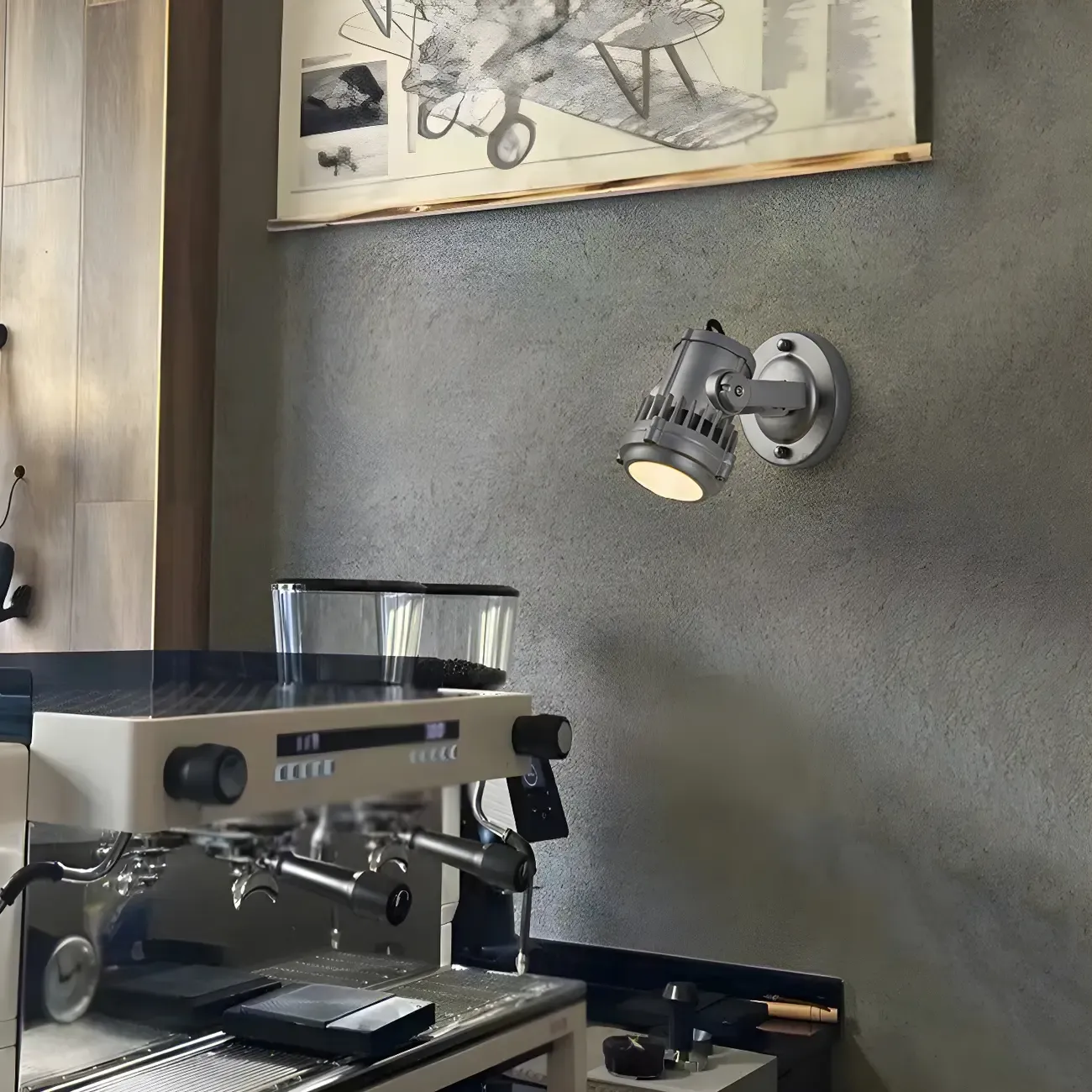 Industrial Metal Silver Prismatic Glass Swing Arm Wall Light Image - 2